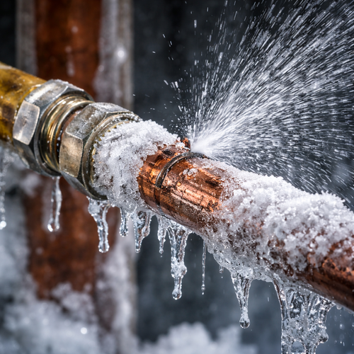 broken frozen pipe