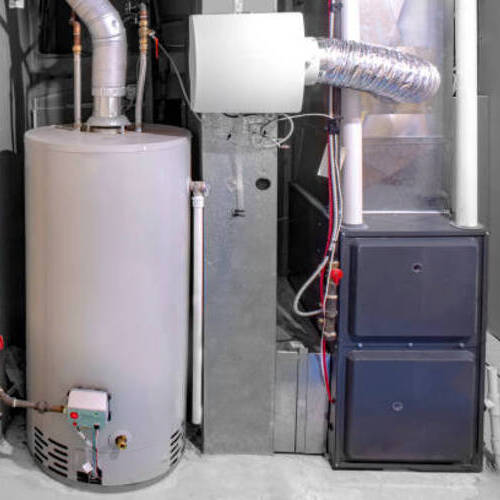 water heater in a utility room